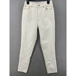 TOPSHOP Jeans Womens Sz 28x32 Mom‎ Cut Off White Denim Straight High Rise